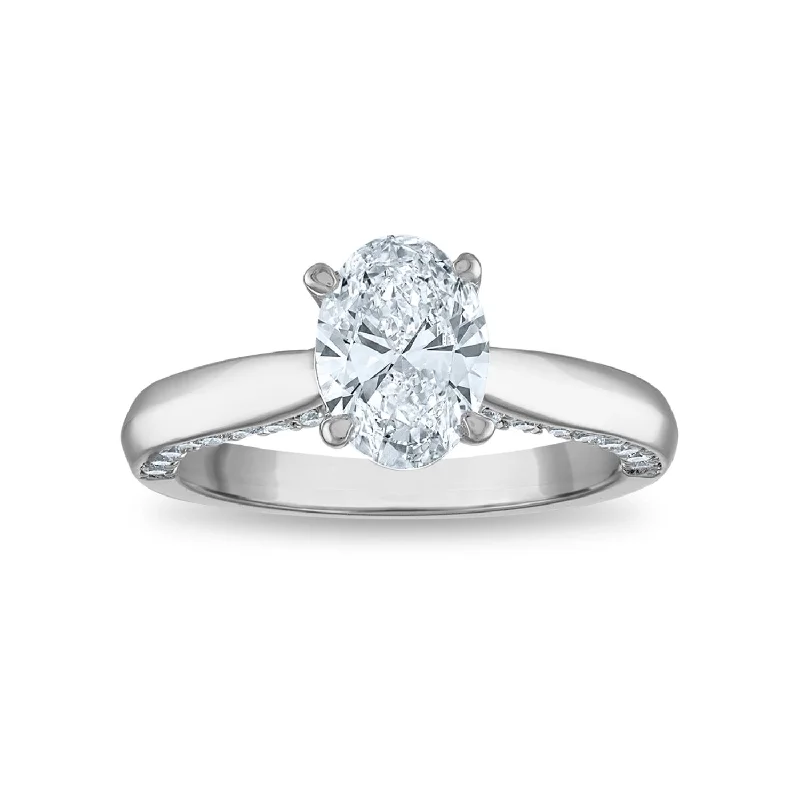 Women's engagement rings eternal-style-Signature EcoLove 2 CTW Lab Grown Diamond Solitaire Engagement Oval Ring in 14KT White Gold