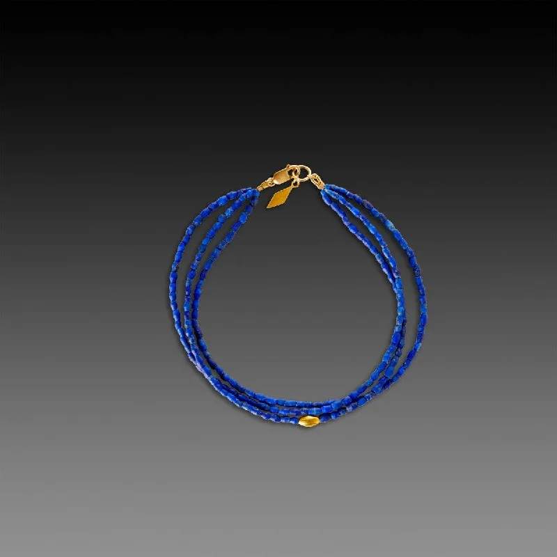 Women's bracelets striking-chic-Lapis Bracelet with 22k Diamond Charm