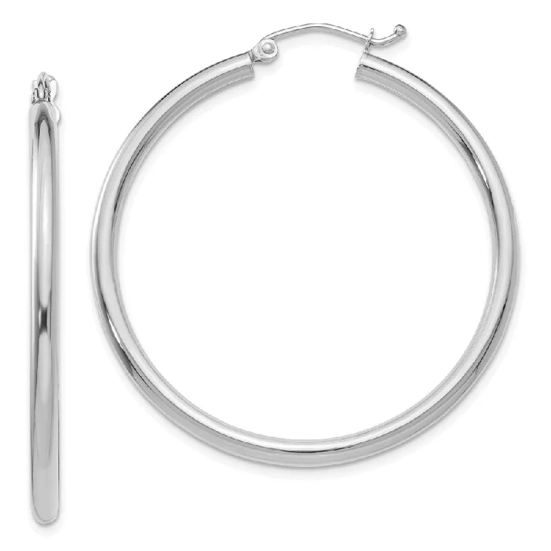 Women's earrings fine-design-2.5mm x 40mm 14k White Gold Classic Round Hoop Earrings