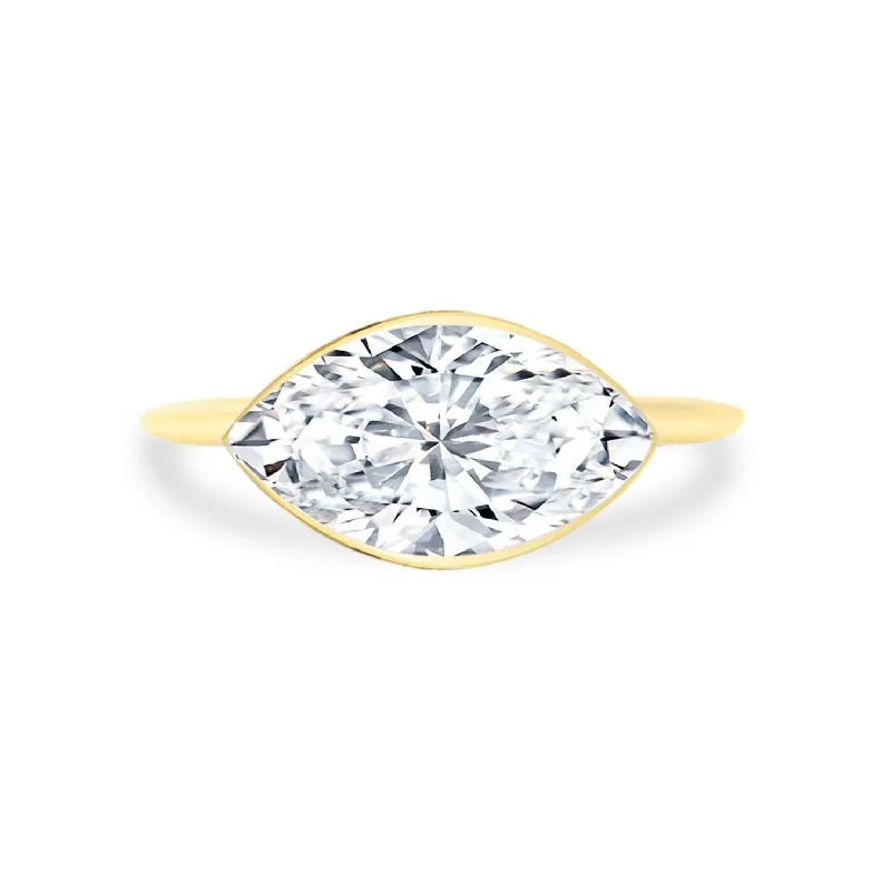 Women's rings soft-gem-Bezel Set Marquise Cut Solitaire