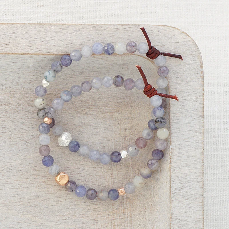 Women's bracelets refined-Purple Iolite Affirmation Mini Bracelet | Choose your Affirmation