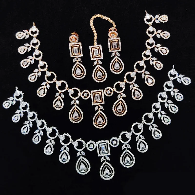 Women's necklaces daily-glow-Kavita Art American Diamond Necklace Set