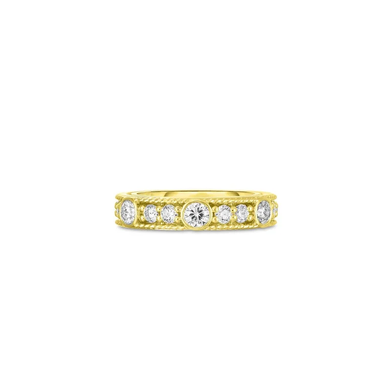 Women's rings fine-chic-18k Yellow Gold Diamond Florentine Band