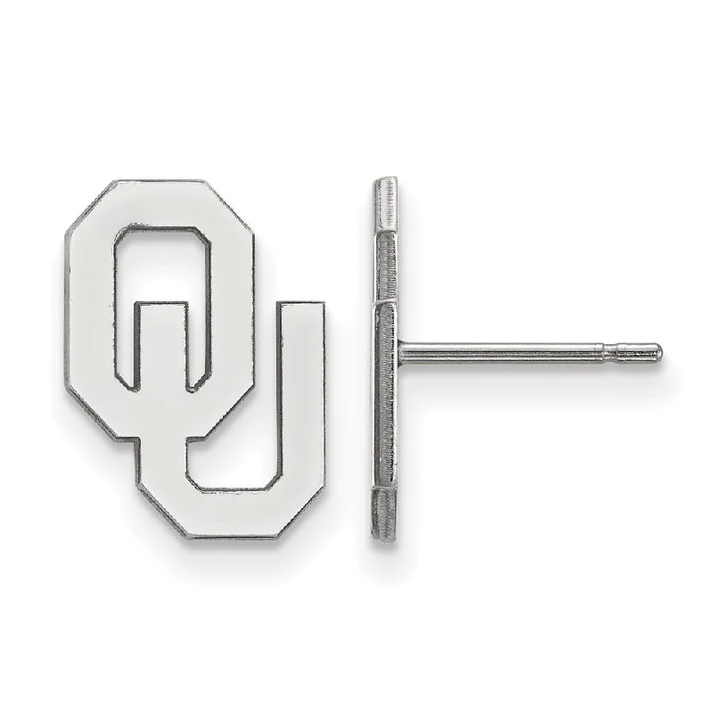 Women's earrings striking-chic-14k White Gold University of Oklahoma Small Post Earrings