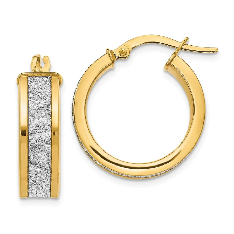 Women's earrings daily-elegance-6mm Glitter Infused Round Hoop Earrings in 14k Yellow Gold, 20mm