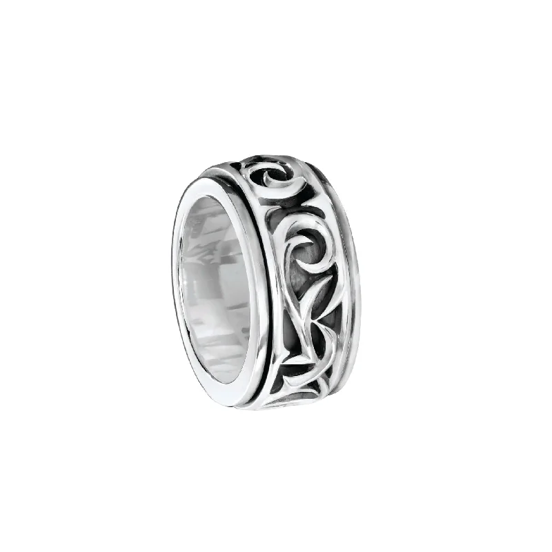 Women's rings sturdy-metal-Thorn Carved Rotating Ring