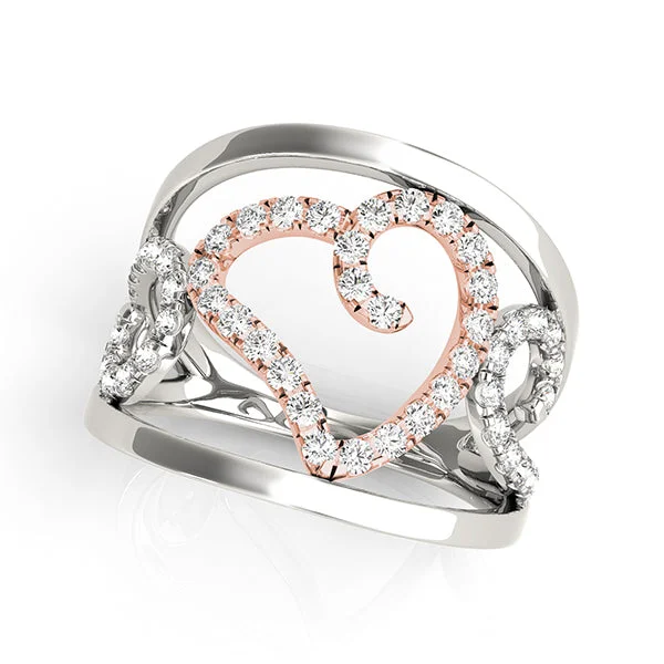 Women's rings fine-gemstone-14K White/Rose Gold Open Concept Heart Ring