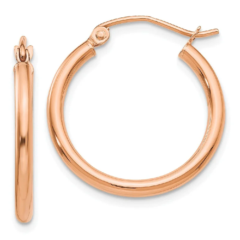 Women's earrings fine-silver-2mm, 14k Rose Gold Polished Round Hoop Earrings, 20mm (3/4 Inch)