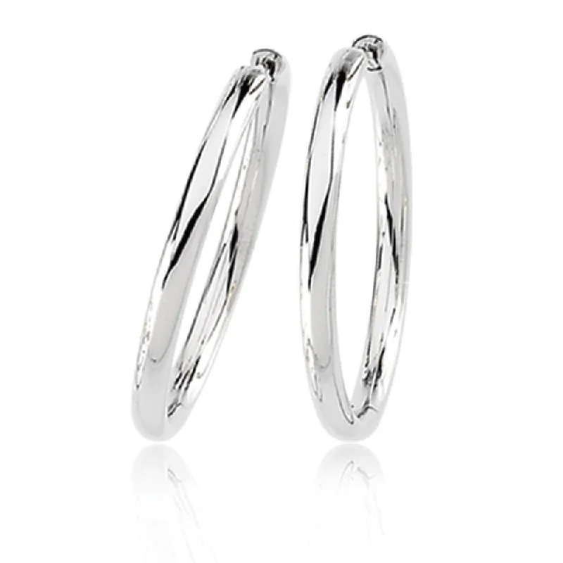 Women's earrings slim-profile-2.6mm Endless Round Hinged Hoop Earrings in 14k White Gold, 34mm