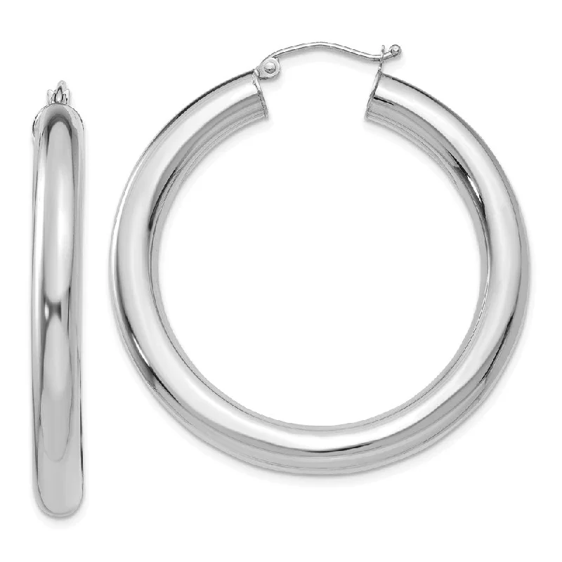 Women's earrings fine-gemstone-5mm, 14k White Gold Classic Round Hoop Earrings, 40mm (1 1/2 Inch)