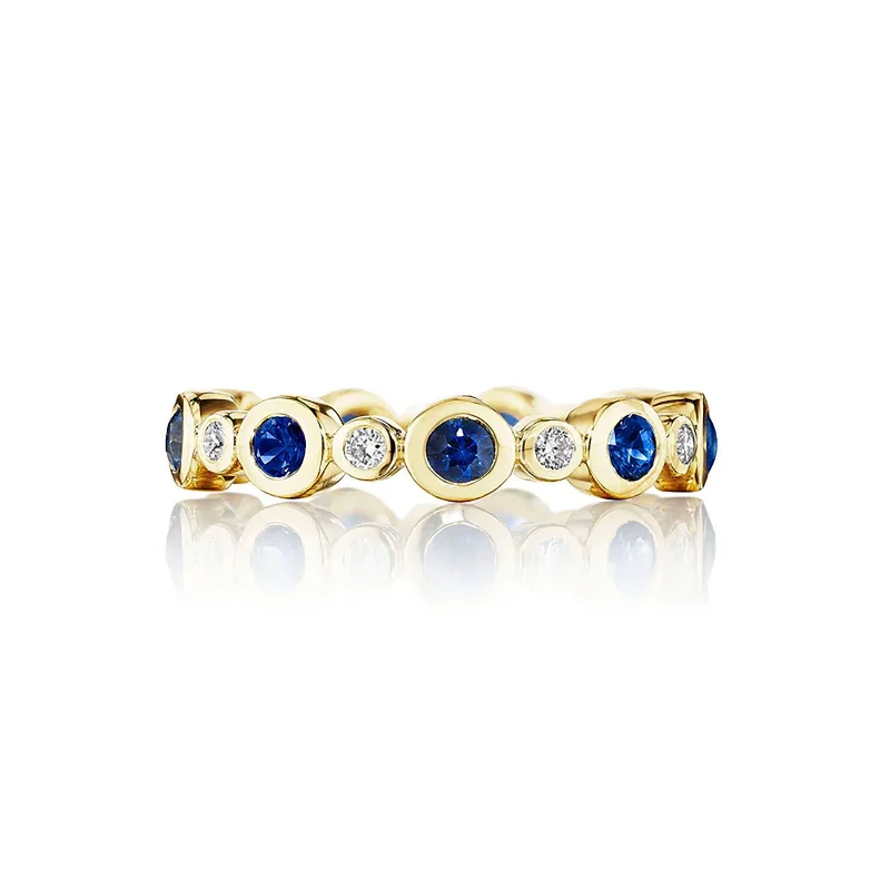 Women's rings perfect-gift-Blue Sapphire & Diamond Aura Band