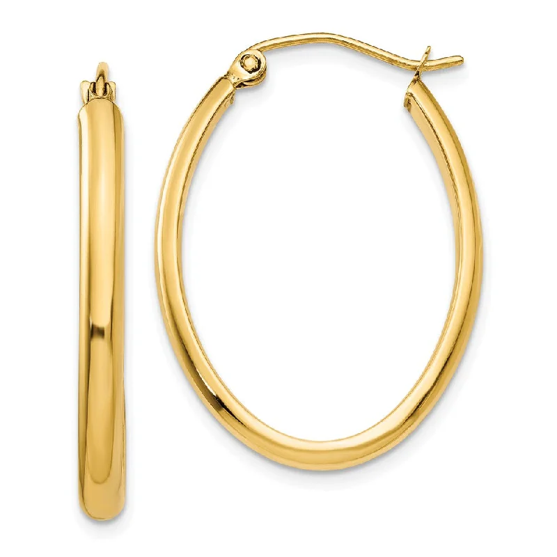 Women's earrings evening-chic-3mm, 14k Yellow Gold Classic Oval Hoop Earrings, 30mm (1 1/8 Inch)