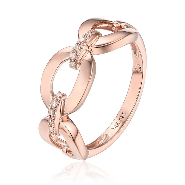 Women's rings soft-style-Luvente 14k Diamond Link Fashion Ring R01260