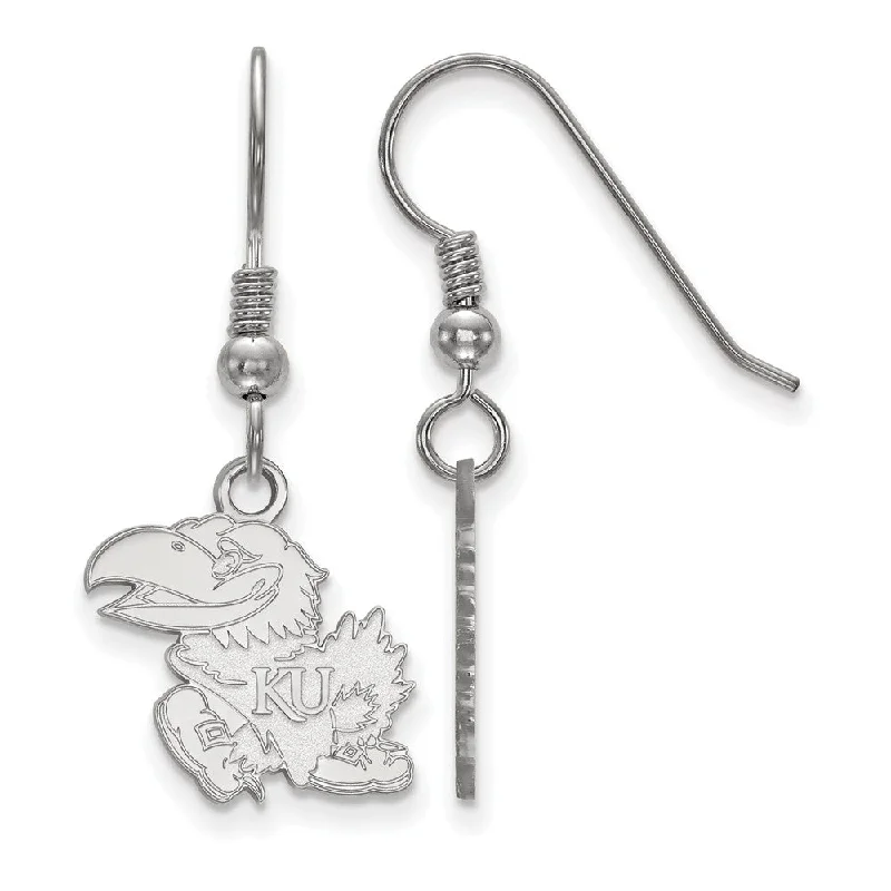 Women's earrings fine-gold-Sterling Silver University of Kansas Small Mascot Dangle Earrings