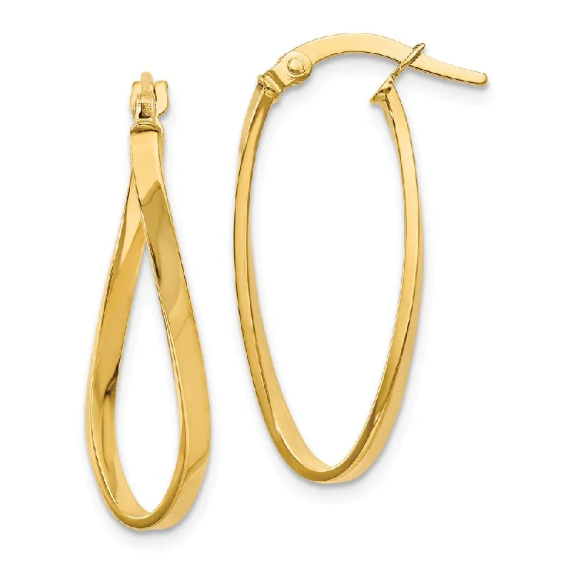 Women's earrings striking-elegance-1.8mm Twisted Oval Hoop Earrings in 14k Yellow Gold, 26mm (1 Inch)