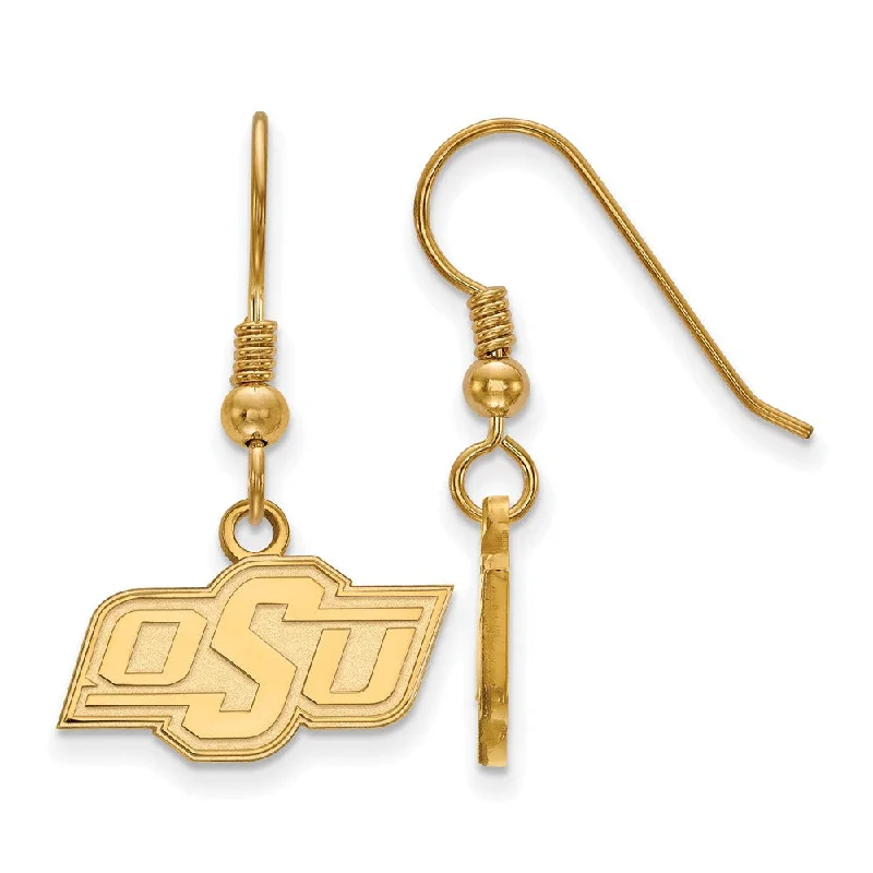 Women's earrings artisan-finish-14k Gold Plated Silver Oklahoma State University Dangle Earrings