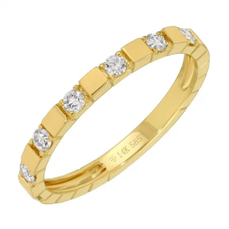 Women's rings striking-chic-FRANKIE GOLD SQUARE PATTERN DIAMOND RING