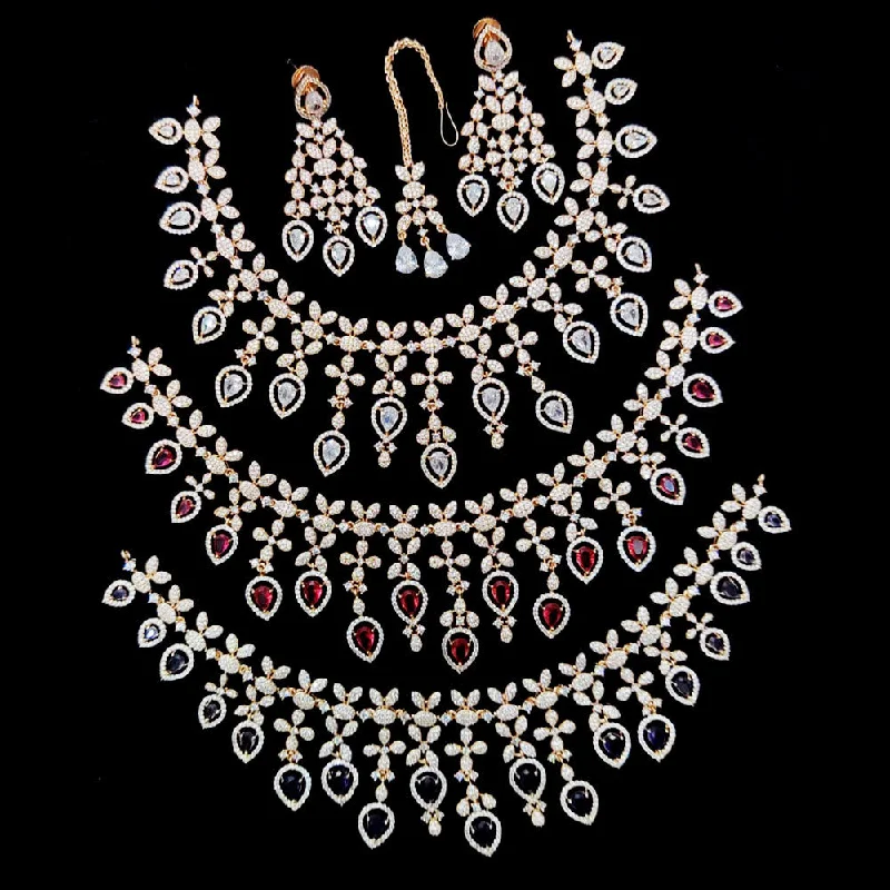 Women's necklaces retro-glam-JCM American Diamonds Necklace Set