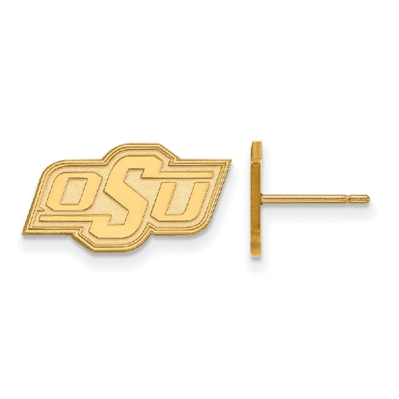 Women's earrings contemporary-10k Yellow Gold Oklahoma State University XS (Tiny) Post Earrings