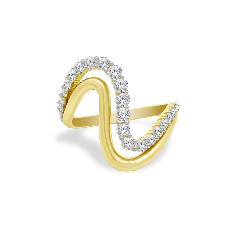 Women's rings radiant-gem-Gold & Diamond Wavy Ring