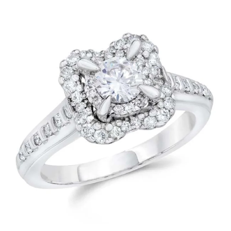 Women's engagement rings carved-band-Signature Diamond Dreams 1 CTW Diamond Engagement Ring in 14KT White Gold