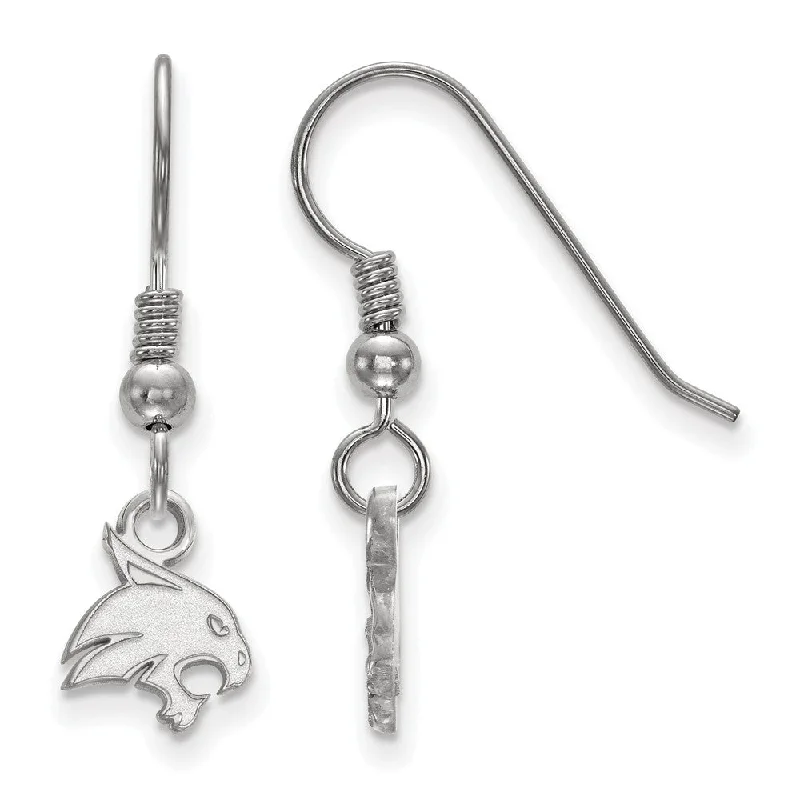 Women's earrings enduring-style-Sterling Silver Texas State University XS (Tiny) Dangle Earrings