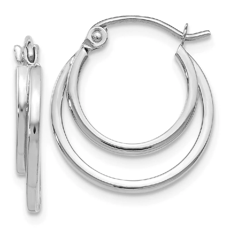 Women's earrings gentle-hoop-1mm Double Split Round Hoop Earrings in 14k White Gold, 17mm (5/8 In)