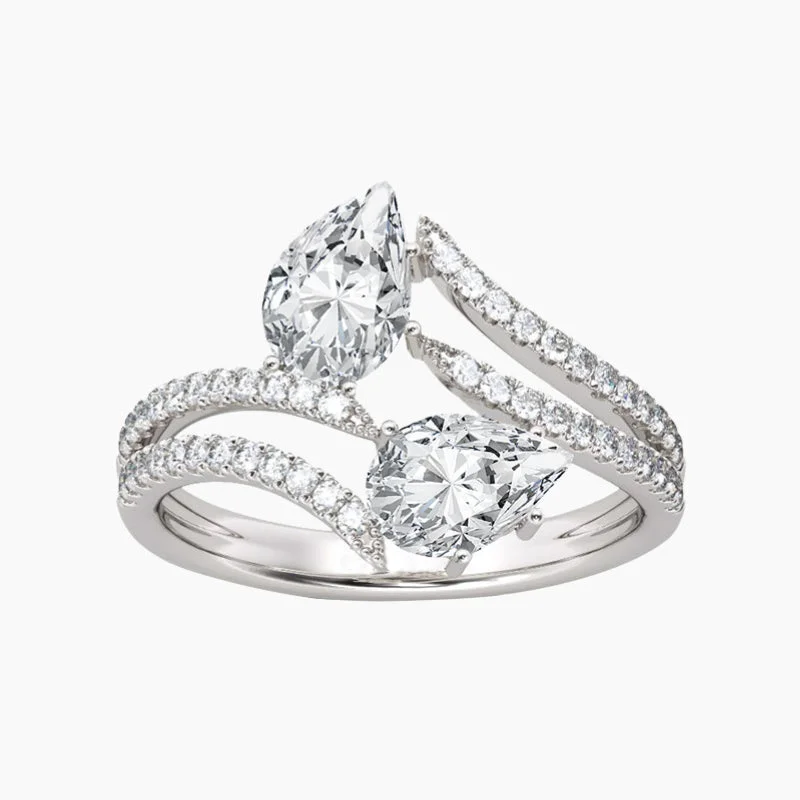 Women's engagement rings solitaire-Two-stone Pear Shape Engagement Ring