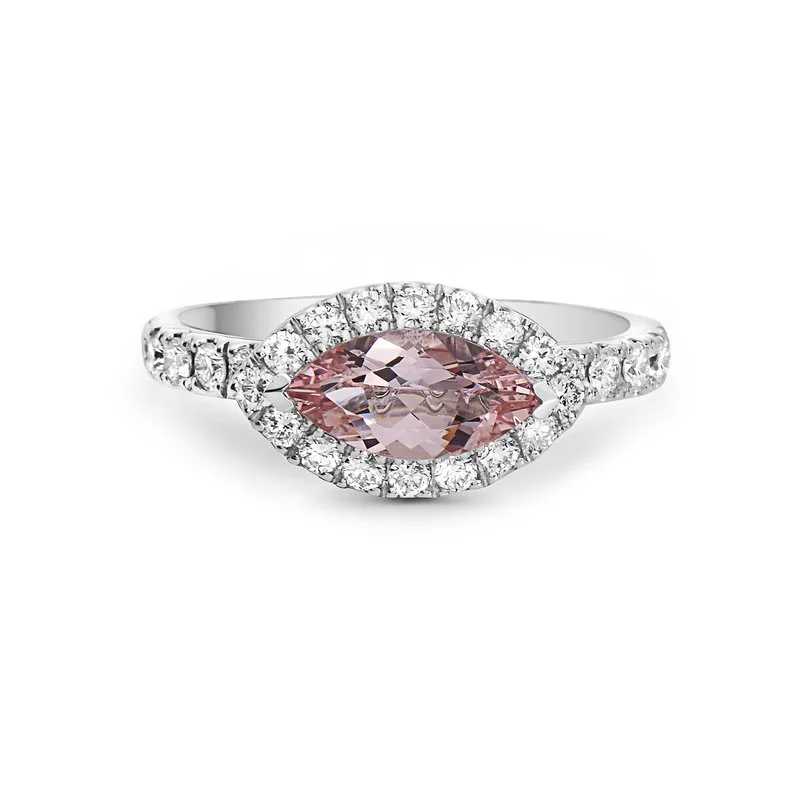 Women's rings artisan-finish-Morganite and Diamond Ring