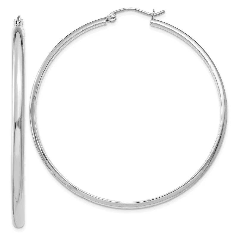 Women's earrings daily-gem-2.75mm x 50mm Polished 14k White Gold Domed Round Hoop Earrings