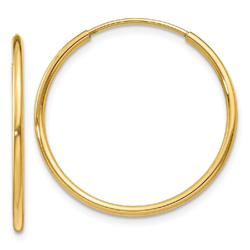 Women's earrings contemporary-drop-1.25mm, 14k Yellow Gold Endless Hoop Earrings, 22mm (7/8 Inch)