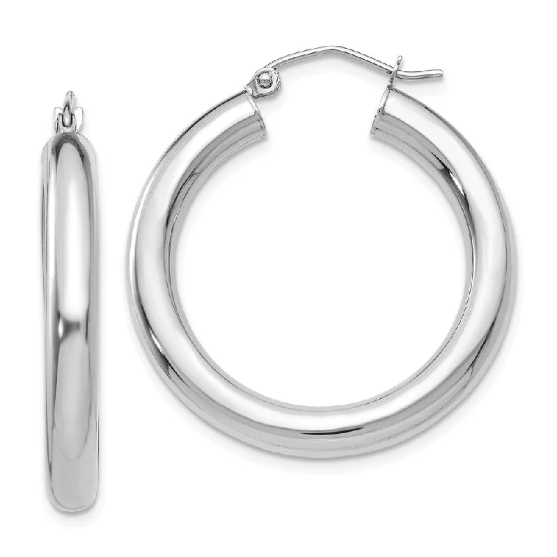 Women's earrings gentle-style-4mm x 30mm 14k White Gold Classic Round Hoop Earrings