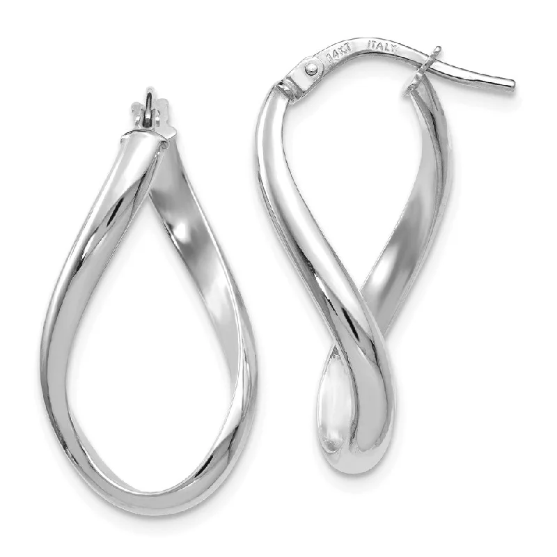 Women's earrings creative-gem-2.7mm Freeform Oval Hoop Earrings in 14k White Gold, 24mm (15/16 Inch)