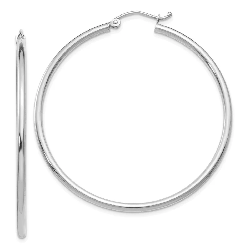 Women's earrings fine-design-2mm Round Hoop Earrings in 14k White Gold, 45mm (1 3/4 Inch)