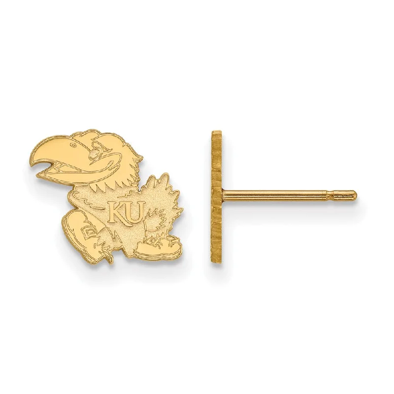 Women's earrings artisan-drop-10k Yellow Gold University of Kansas XS (Tiny) Mascot Post Earrings