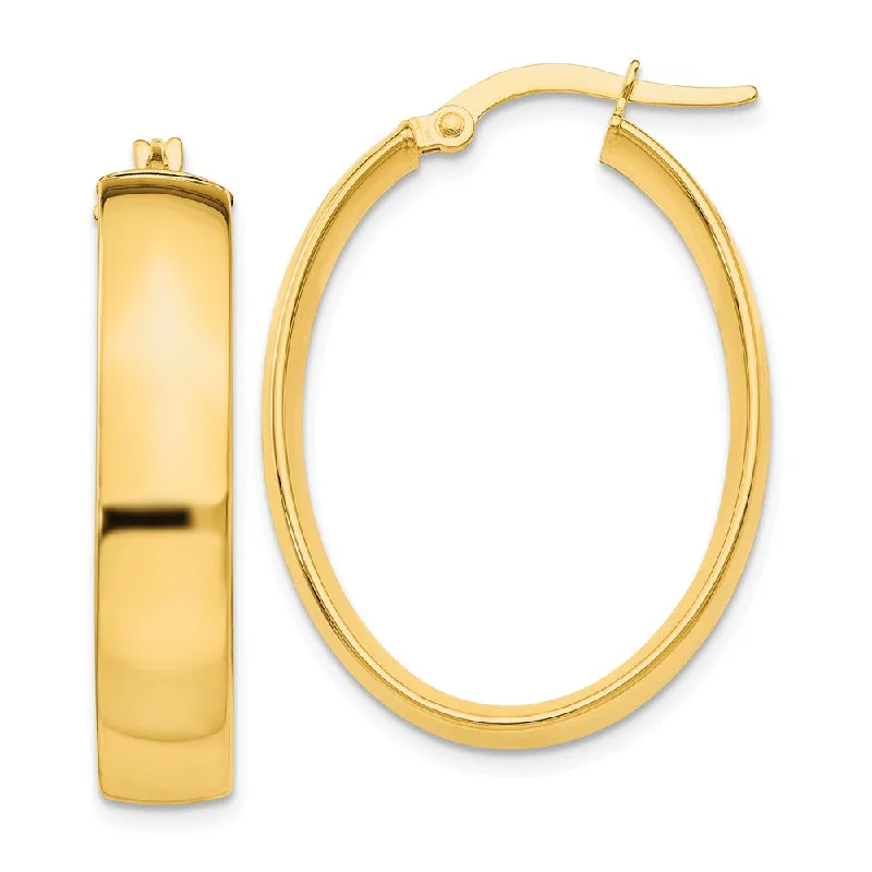 Women's earrings daily-elegance-5.75mm, 14k Yellow Gold Oval Hoop Earrings, 30mm (1 1/8 Inch)