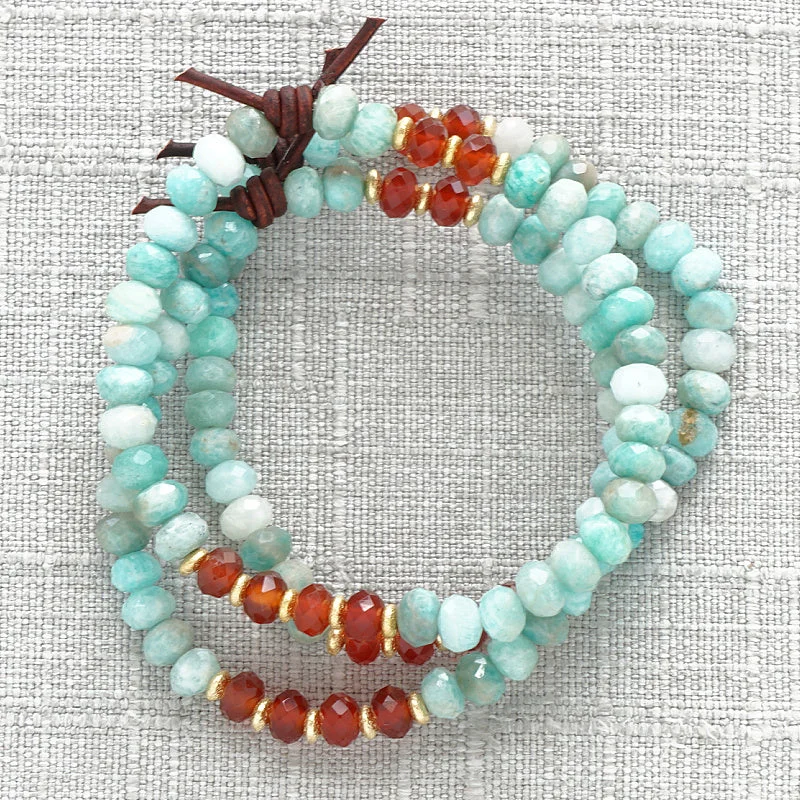 Women's bracelets artisan-cuff-Little Notes of Love Mini Bracelet - Amazonite | Giftable Jewelry