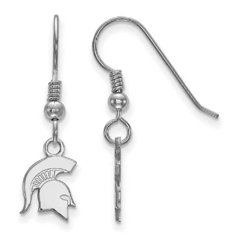 Women's earrings gentle-elegance-Sterling Silver Michigan State University XS (Tiny) Dangle Earrings