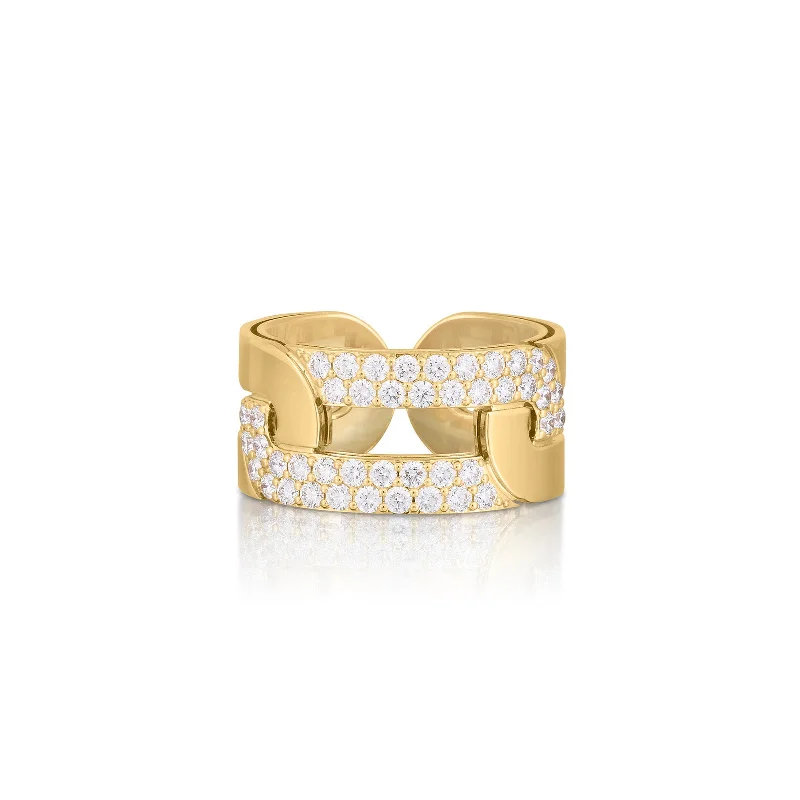 Women's rings fine-band-silver-Navarra Wide Ring with Diamonds