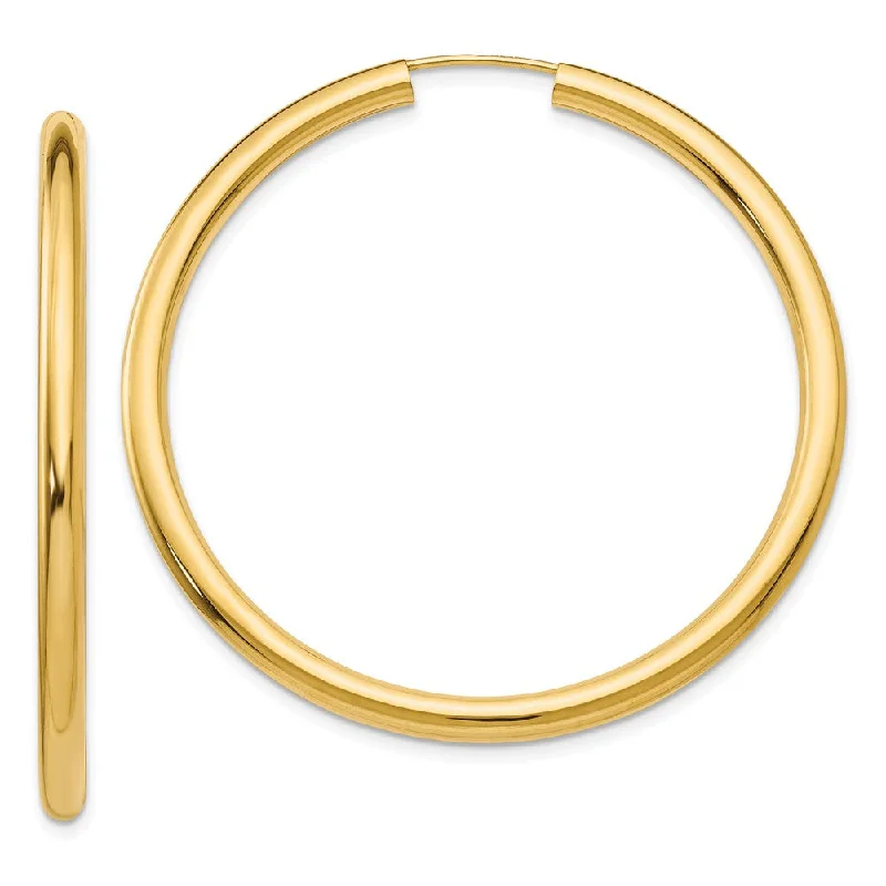 Women's earrings retro-elegance-3mm x 45mm 14k Yellow Gold Polished Endless Tube Hoop Earrings