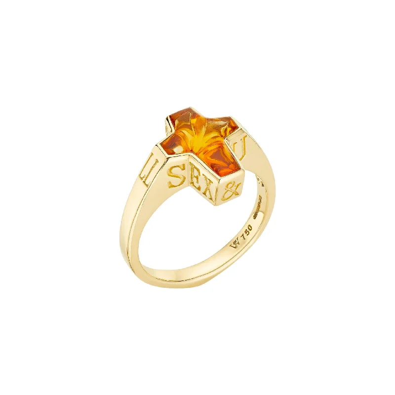 Women's rings peridot-Citrine Cross Sex Drugs & Rock and Roll Ring