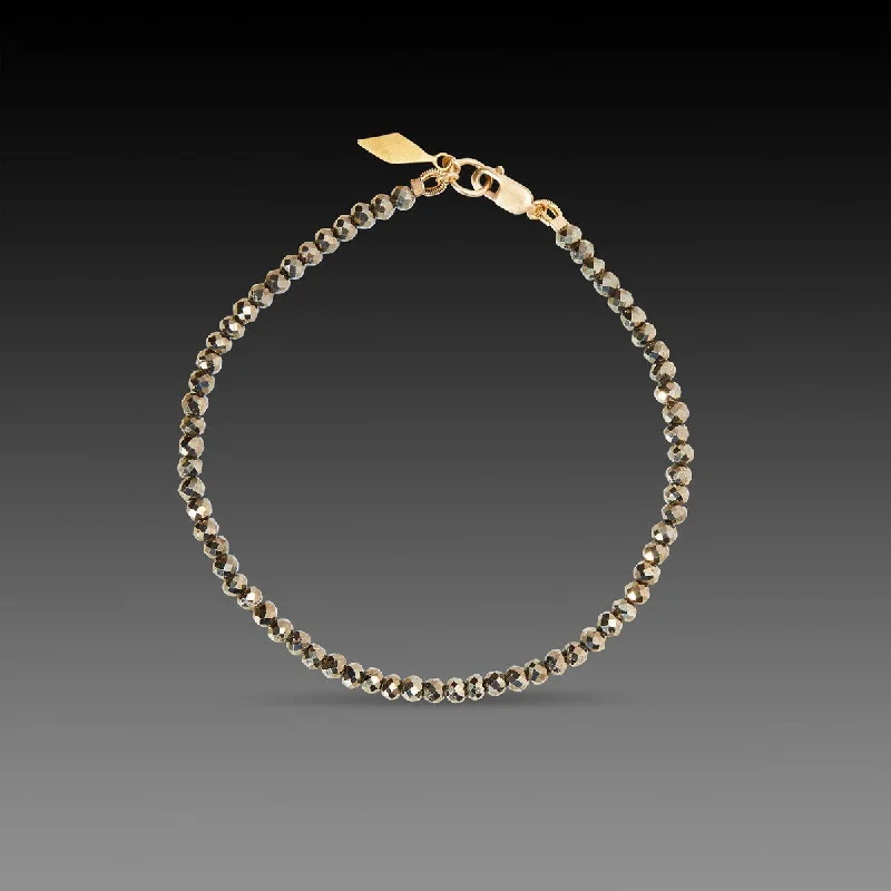 Women's bracelets fine-design-Pyrite Bracelet with 22k Diamond Charm