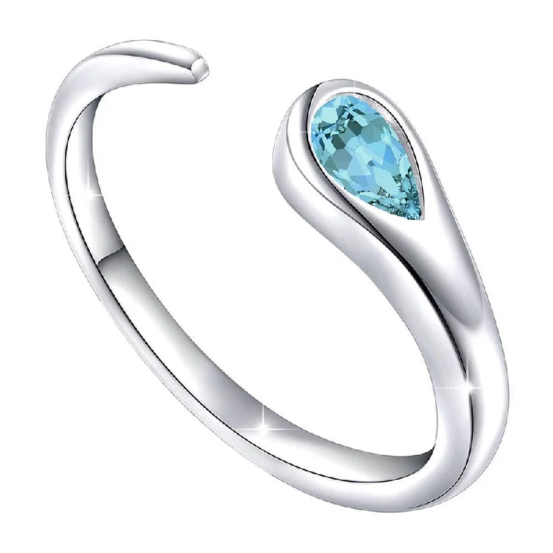 Women's rings green-silver-Darshana Jewels Silver Valentine Gift Gleaming Aqua Blue Cubic Zirconia Open Wrap Adjustable Finger Ring