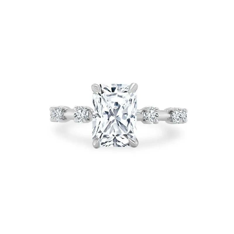 Women's rings striking-stone-Radiant Cut Solitaire on Diamond Bar Band