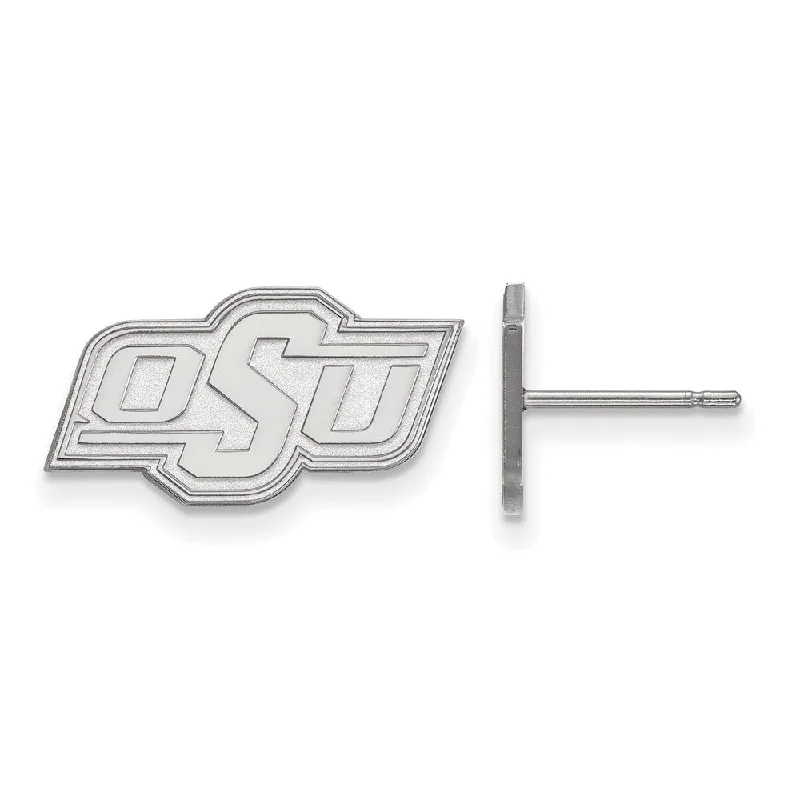 Women's earrings radiant-gem-Sterling Silver Oklahoma State University XS (Tiny) Post Earrings