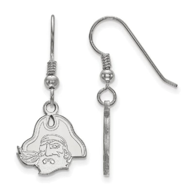 Women's earrings slim-profile-Sterling Silver East Carolina University Small Pirate Dangle Earrings