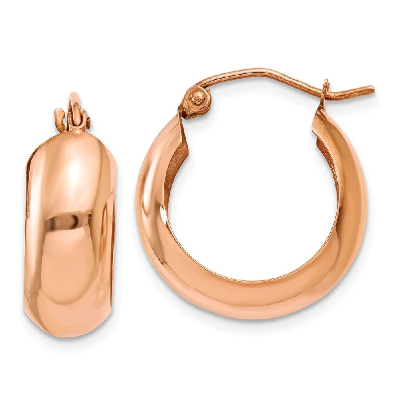 Women's earrings enduring-style-7mm x 18mm 14k Rose Gold Half Round Open Back Hoop Earrings