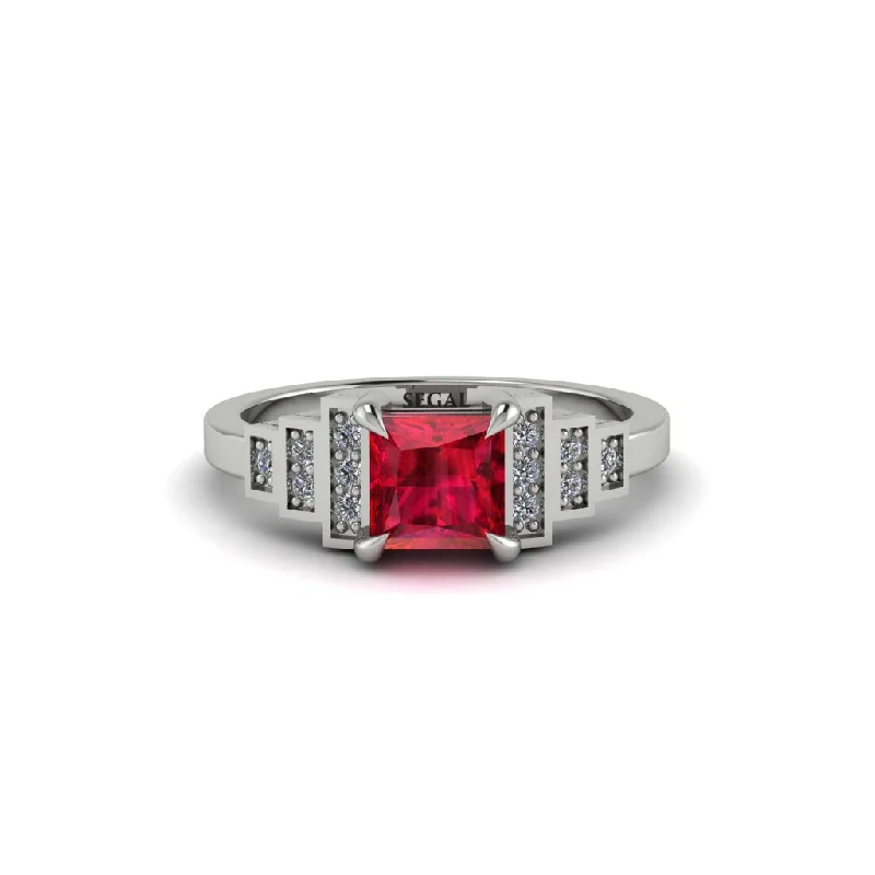 Women's engagement rings forever-chic-Ruby Geometric Princess Cut Engagement Ring - Thea No. 12