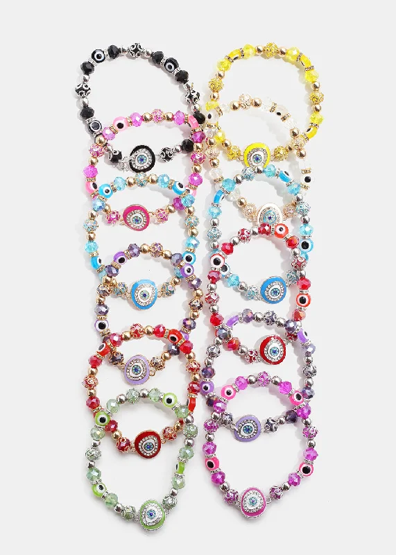 Women's bracelets refined-Big Evil Eye Bead Bracelet