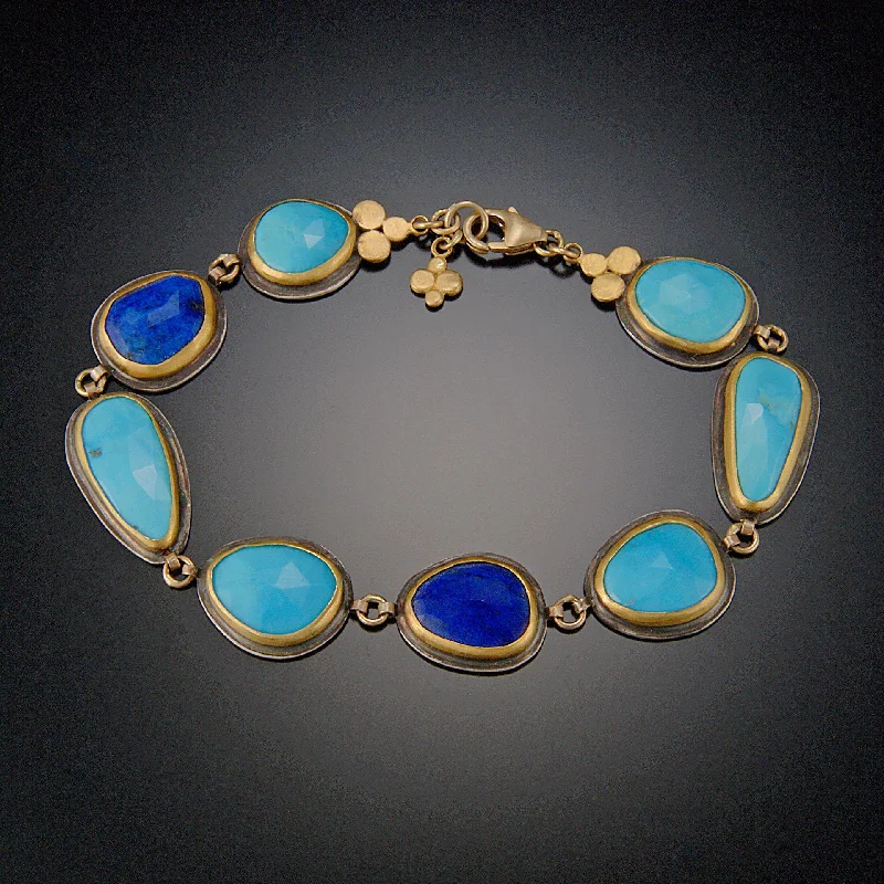 Women's bracelets evening-ready-Lapis Lazuli and Turquoise Bracelet